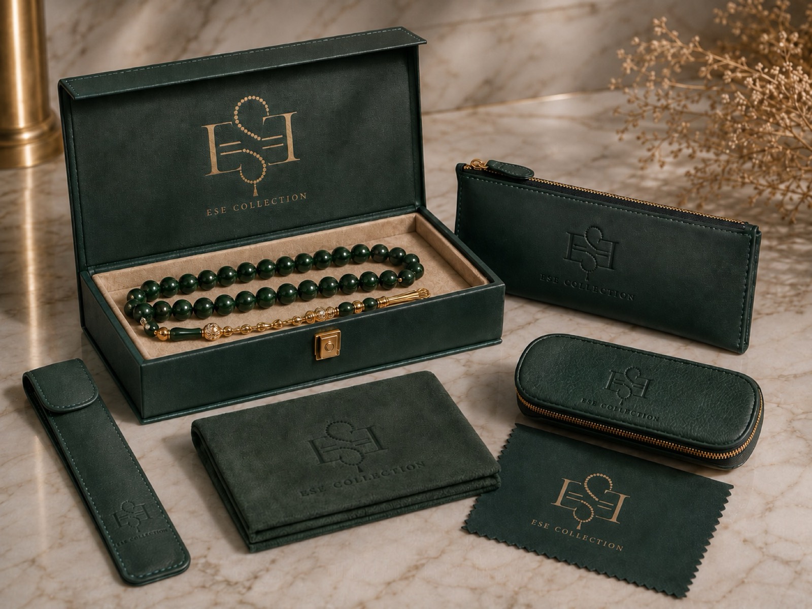 ESE Collection — yeşil deri koleksiyon seti